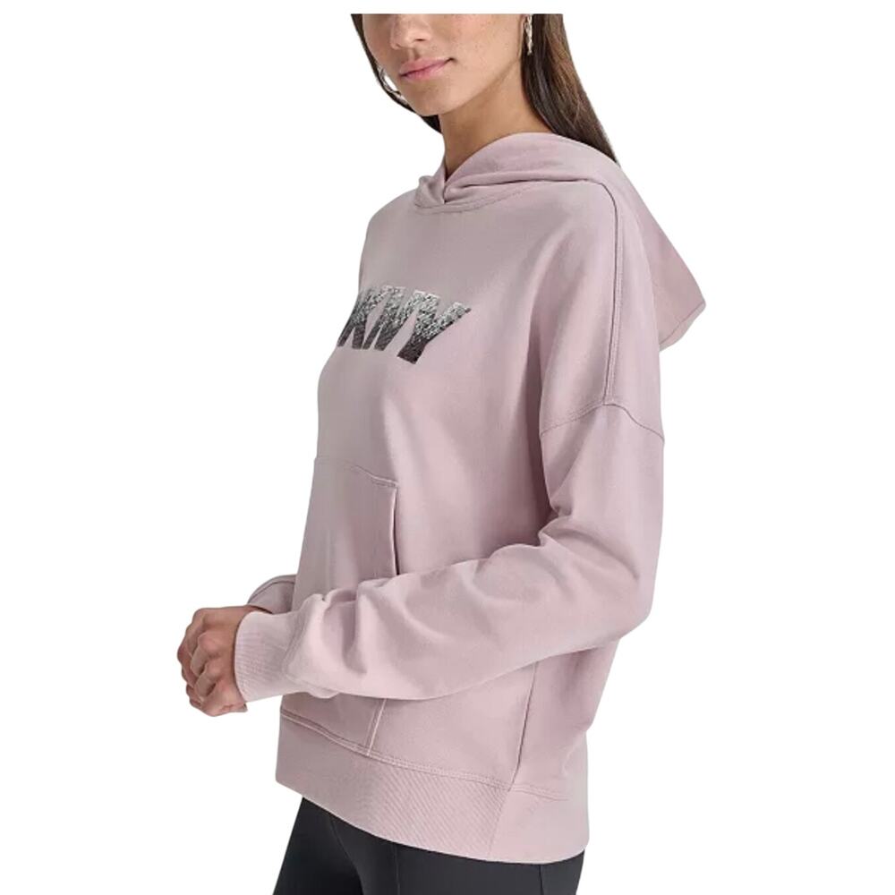 DKNY Sport Women's Sequin Pullover Fleece Hoodie ALLURE NWT SIZE L - Picture 3 of 12